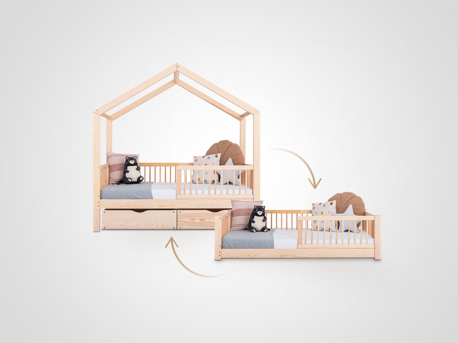 Bodenbett Hausbett Kuu-Moon 2in1