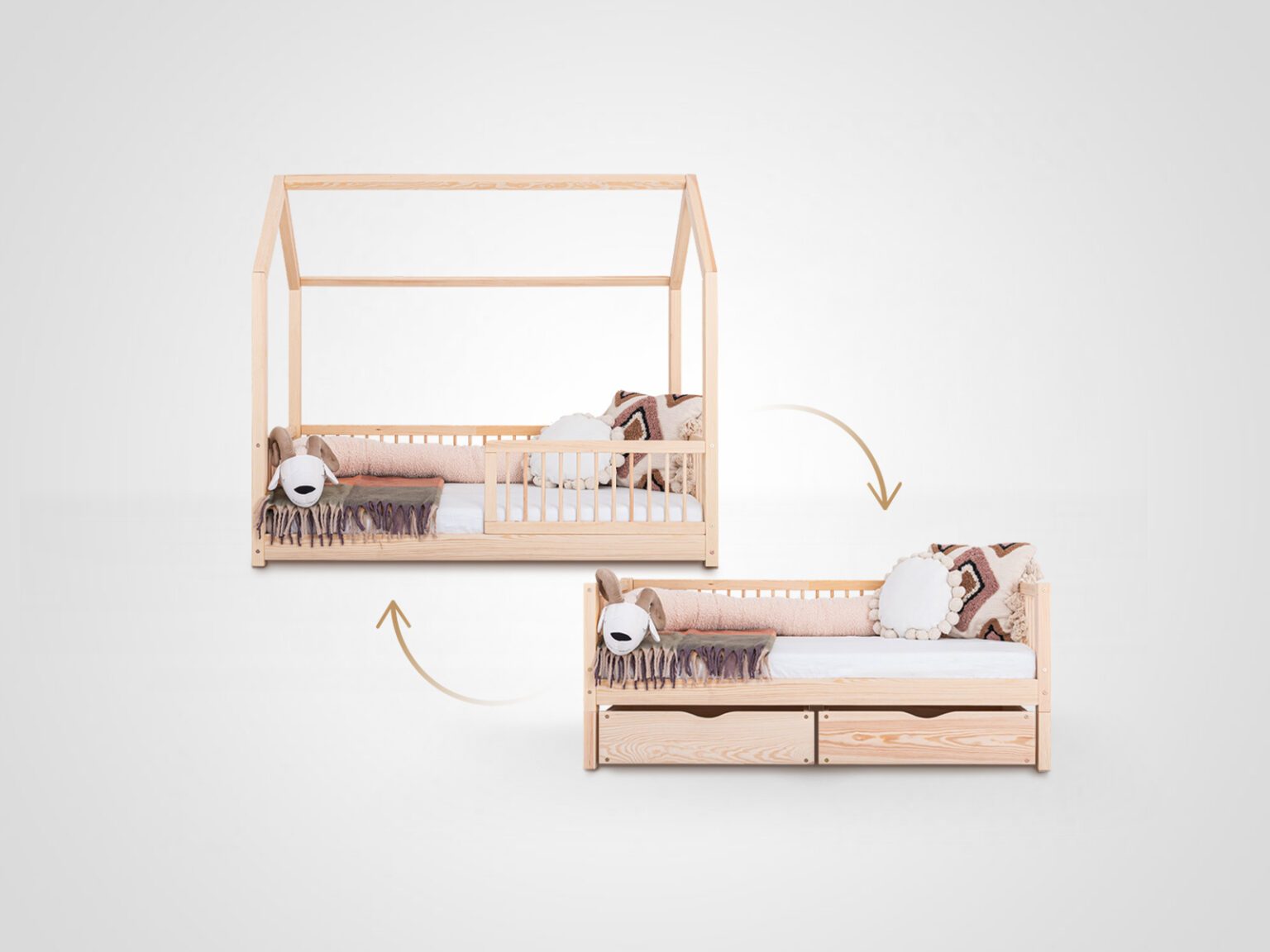 Toddler Bed, Kids bed, House bed Luno-Moon 2-in-1
