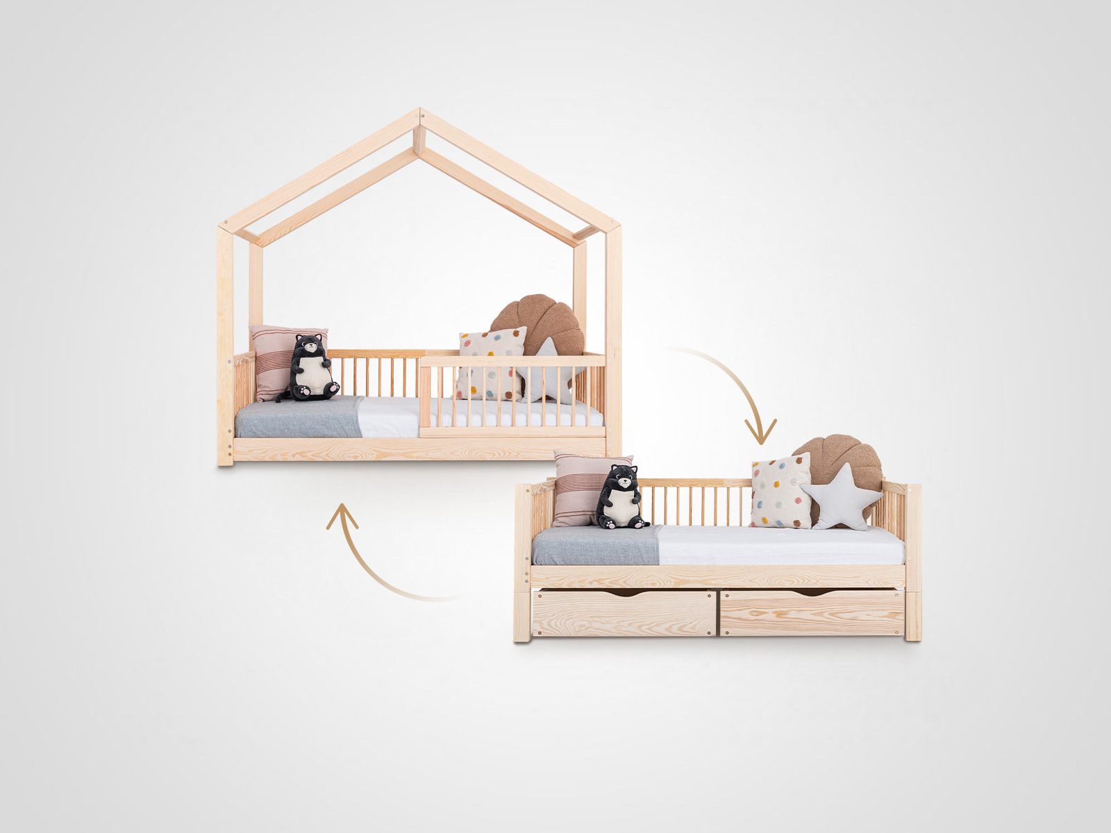 Bodenbett Hausbett Kuu-Moon 2in1