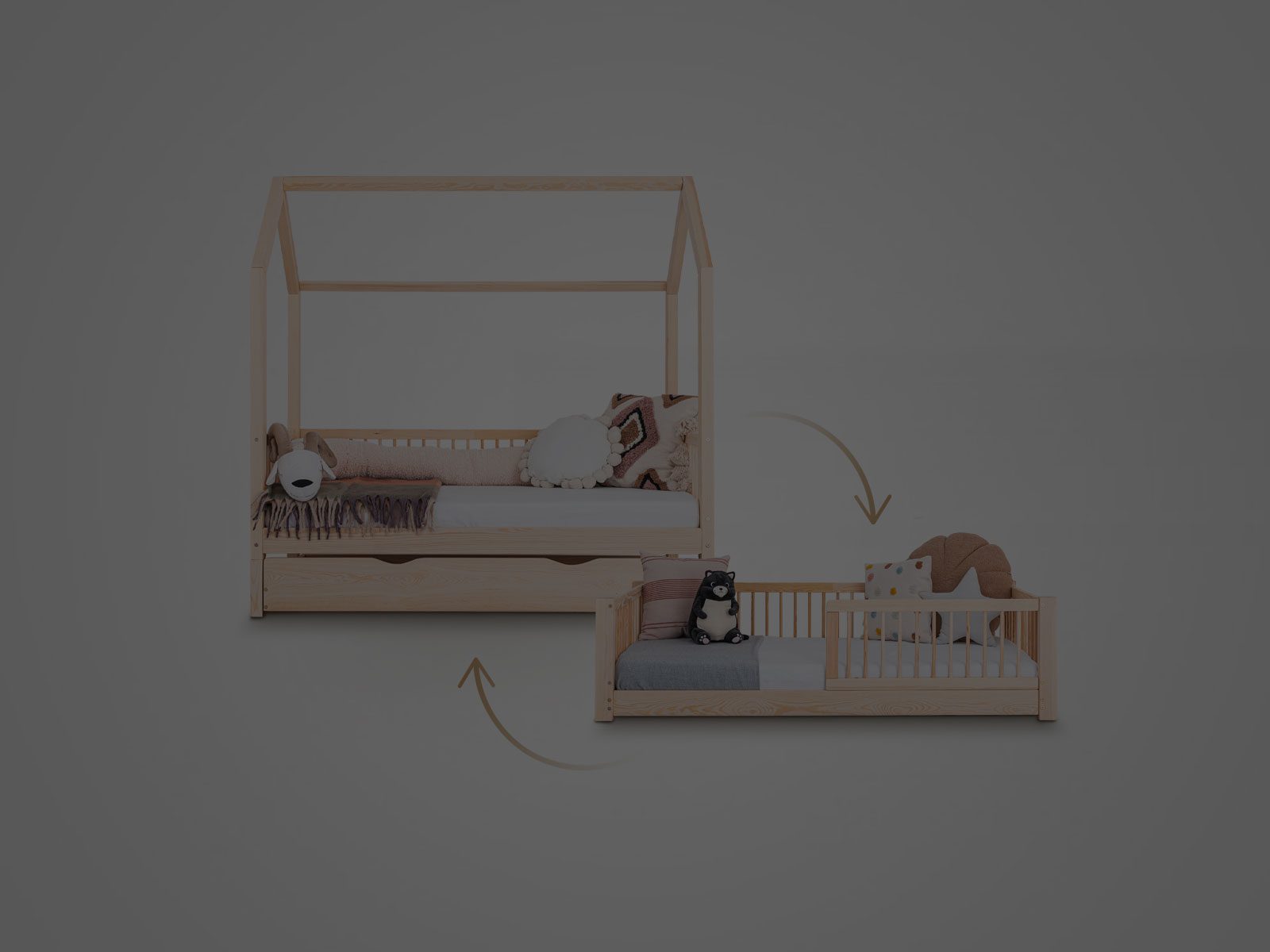 Toddler Bed, Kids bed, House bed Luno-Moon 2-in-1