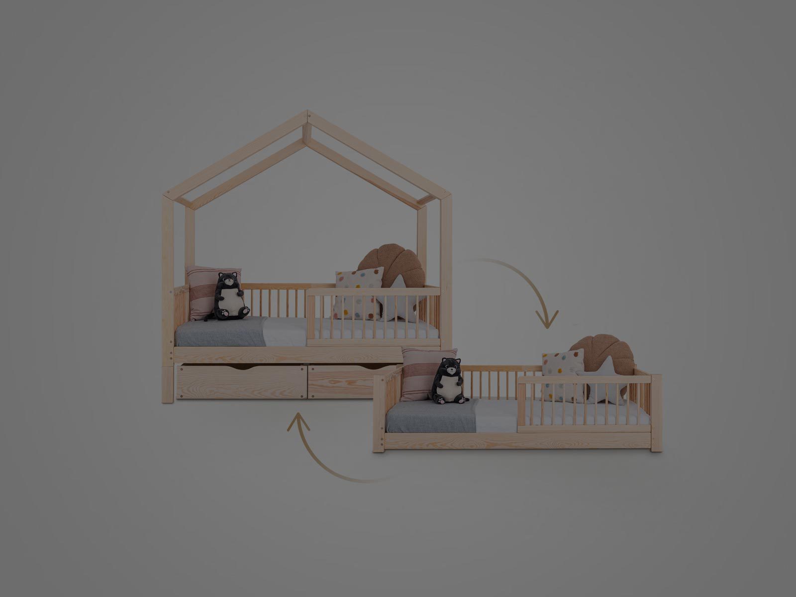 Bodenbett Hausbett Kuu-Moon 2in1