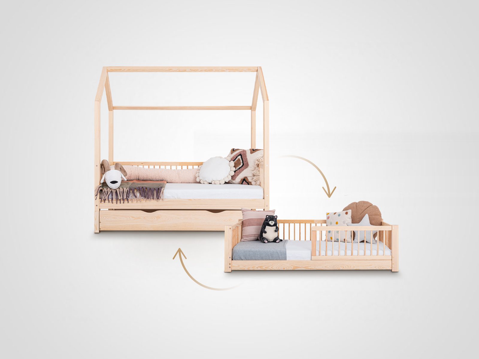 Toddler Bed, Kids bed, House bed Luno-Moon 2-in-1