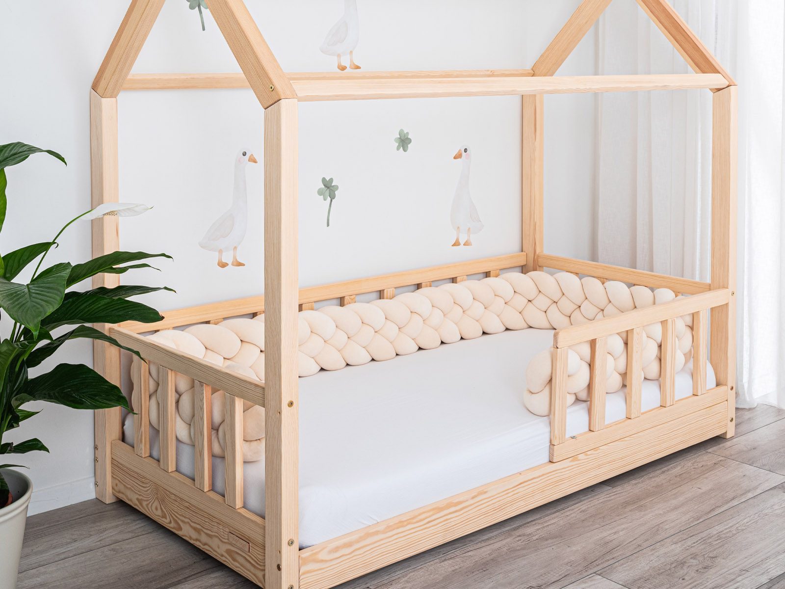 Bettschlangen geflochten - 4 Stränge 180-420 cm - Cream