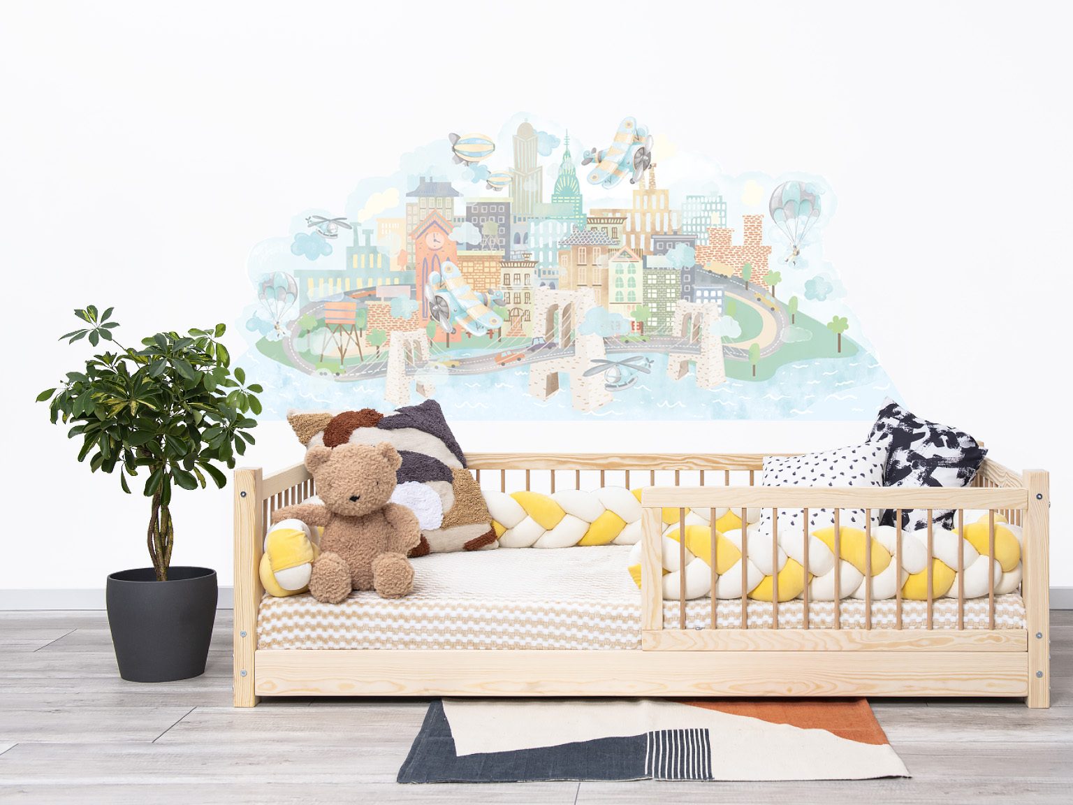 Wall stickers Meadow aeroplane city