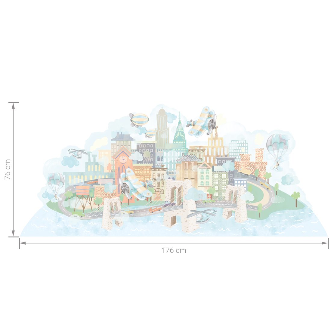 Wall stickers Meadow aeroplane city