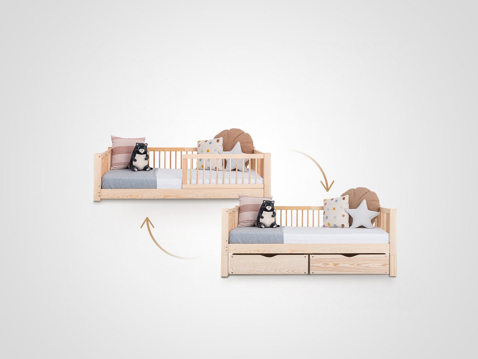 Kids bed, Floor bed - Moon 2-in-1